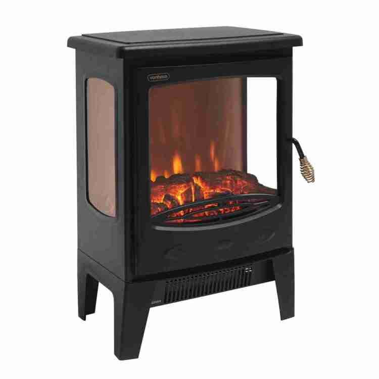 Panoramic Electric Log Stove Effect Heater with glowing 3D panoramic log effect.